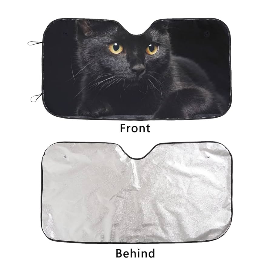 Amazon | カーサンシェード 黒いネコ 猫柄 車サンシェード